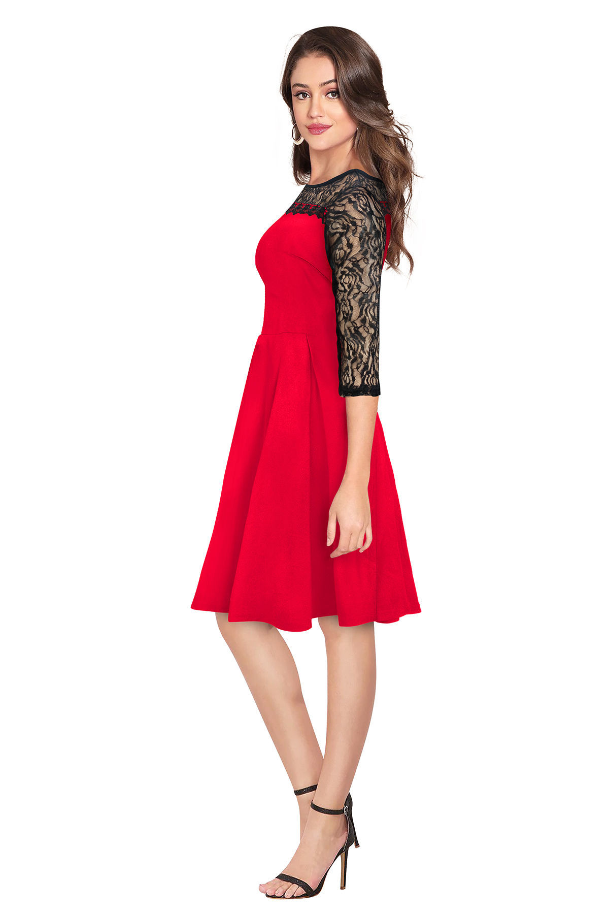 ILLI London. Lace 3/4 Sleeve Knee length Skater Dress